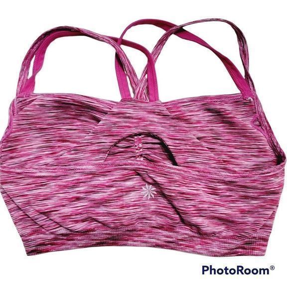 Athleta sports bra pink pattern removable pads great support size XXS - Picture 3 of 3